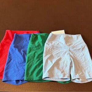 Wilo Set of Four High-Waist Athletic Shorts in Red, Blue, Green, and Baby Blue